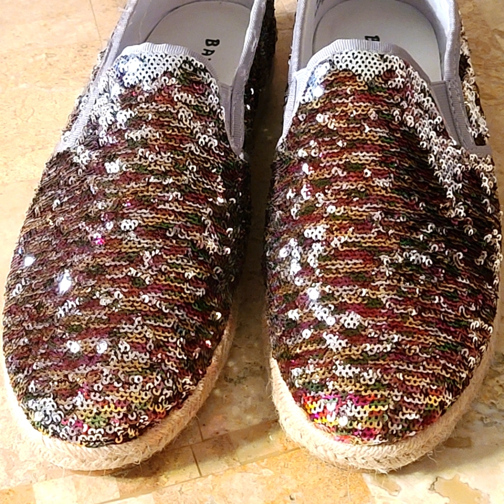 Bamboo slip on sequin shoes